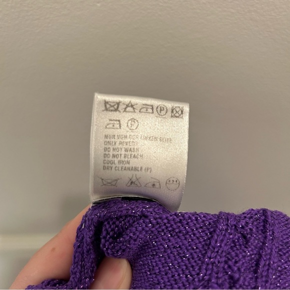 Escada Wool Sweater 36 6 Purple Metallic cable knit mock neck - Picture 9 of 10